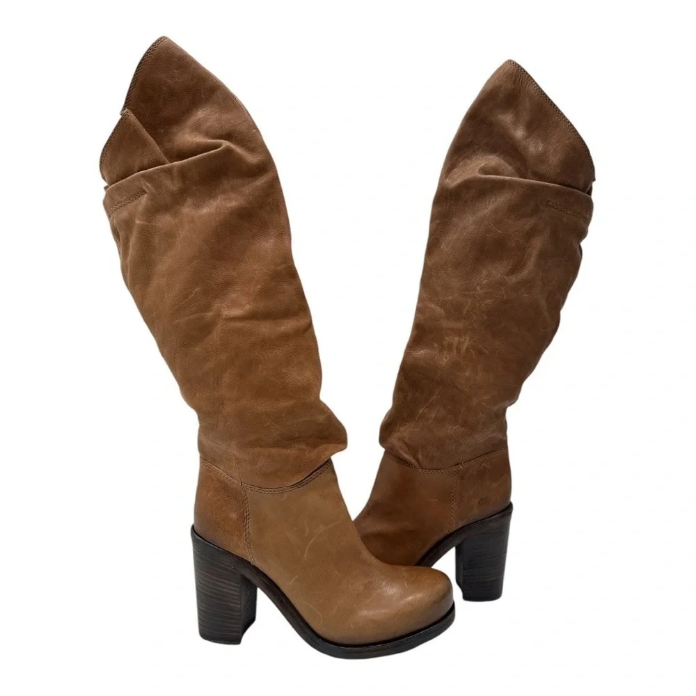 Vic Matie Robust Tray Boots Genuine Leathern Brown SLOUCHY BOOTS size 36 US 6